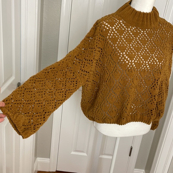 Pol mock neck crochet sweater Large - Picture 2 of 10